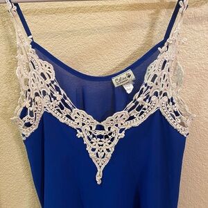 Blue Lace Trim Cami Top